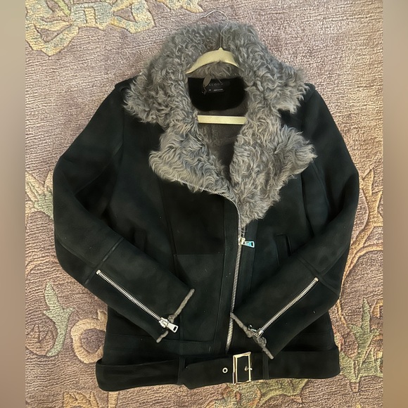 Sherpa shearling biker jacket - Picture 1 of 9